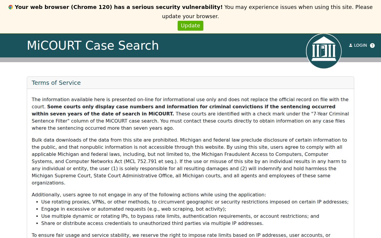 Chippewa County docket search C50 Circuit Court case route