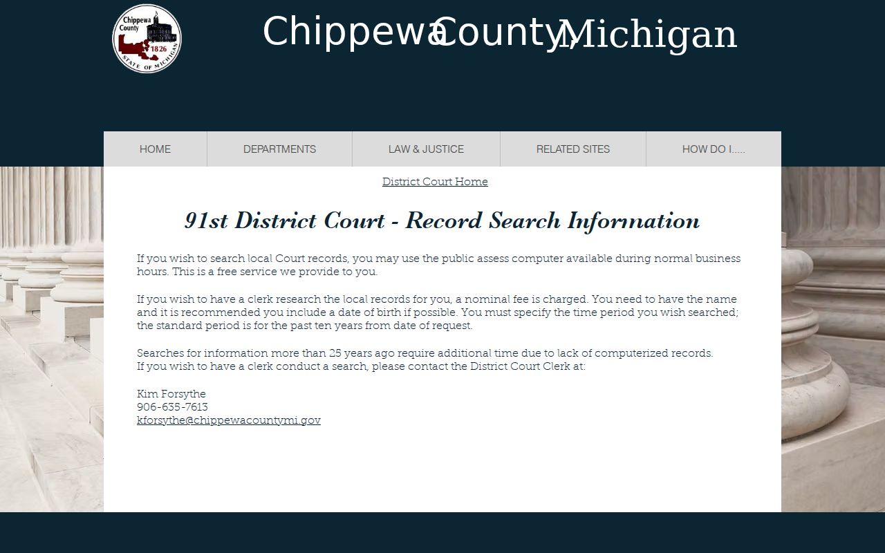 Chippewa County docket search District Court public assess computer records