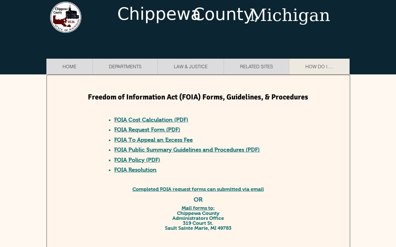 Chippewa County court records FOIA source page
