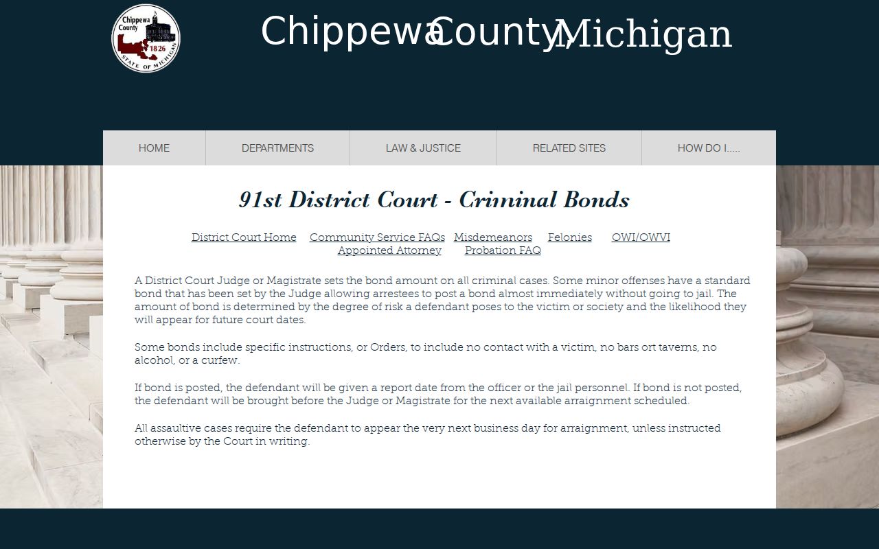 Chippewa County criminal court dockets bond conditions source