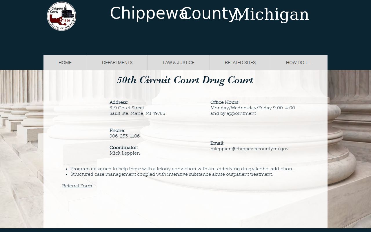 Chippewa County criminal court dockets Drug Court program source
