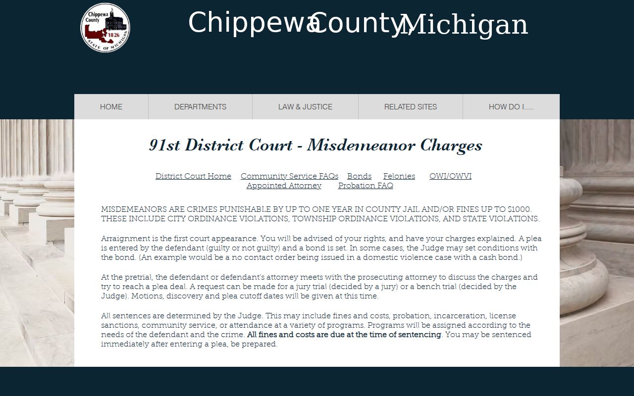 Chippewa County criminal court dockets misdemeanor stage source