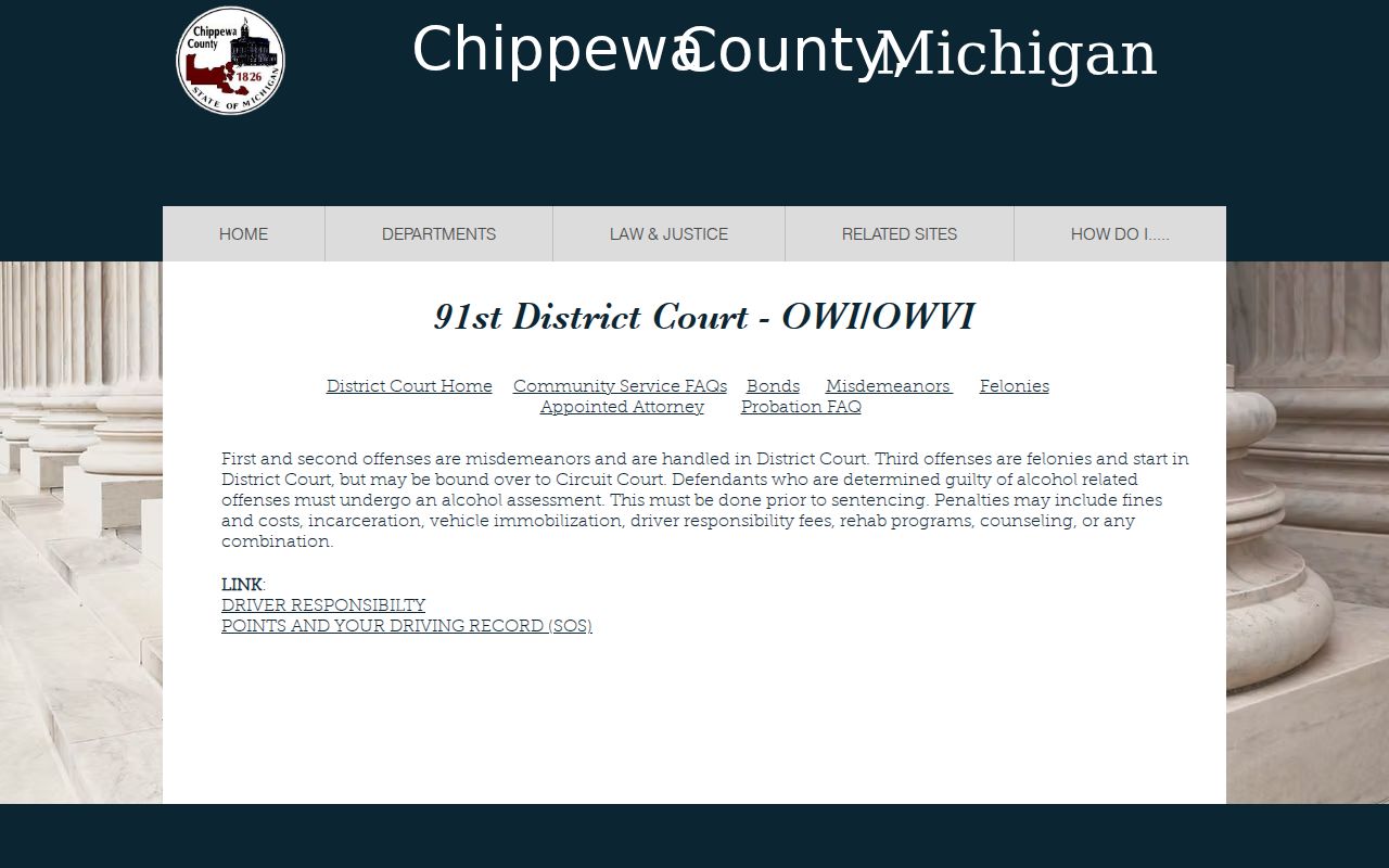 Chippewa County criminal court dockets OWI routing source