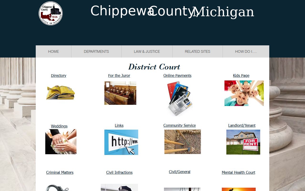 Chippewa County court docket source showing 91st District Court services