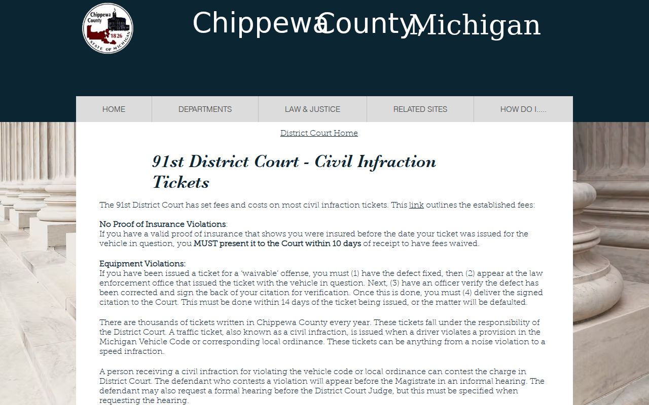 Chippewa County traffic court records civil infraction source