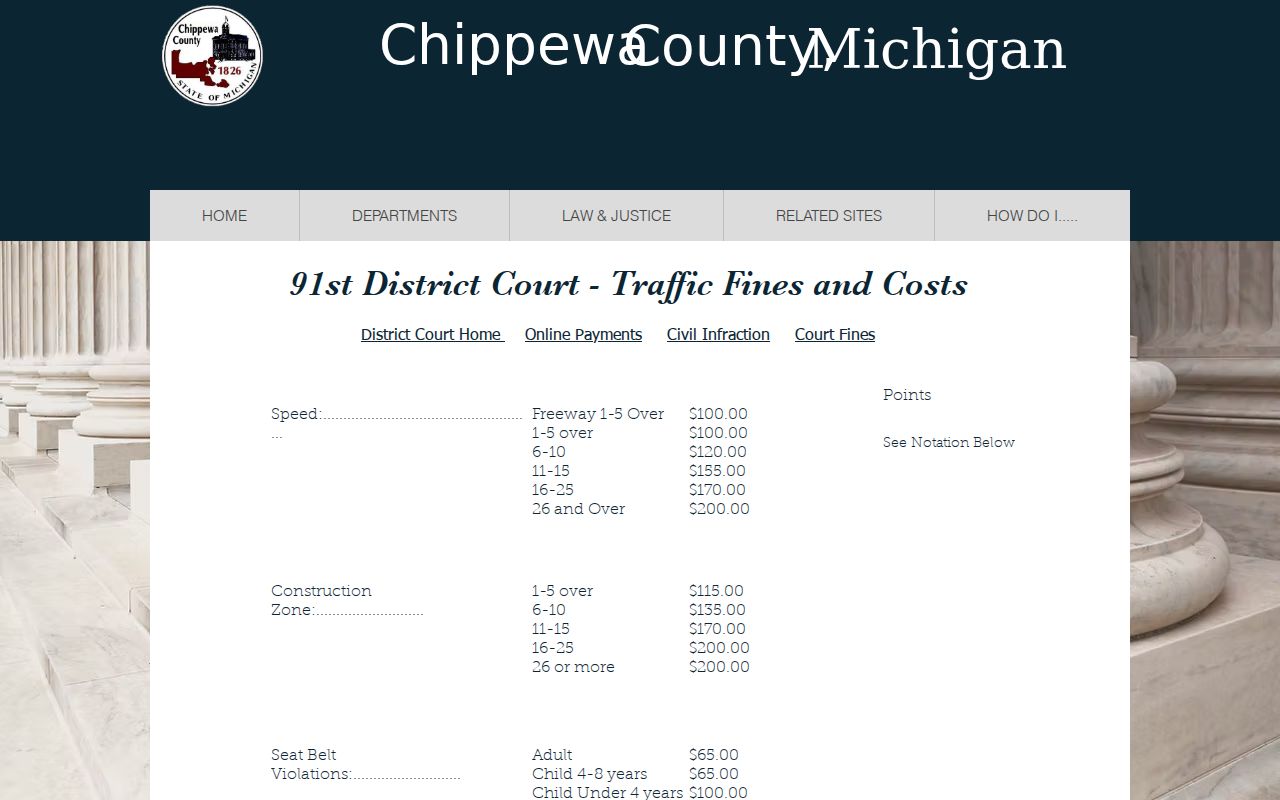 Chippewa County traffic court records traffic fees source